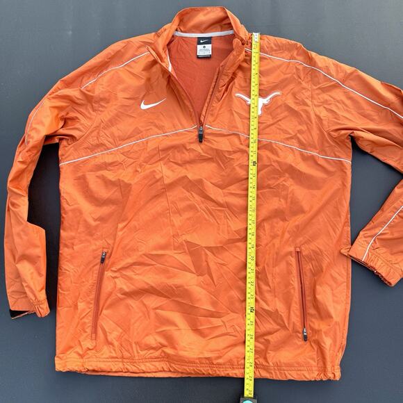 Texas Longhorns Nike Men’s Medium Orange Windbreaker 1/4 Zip Pullover Zip Pocket - Picture 7 of 11